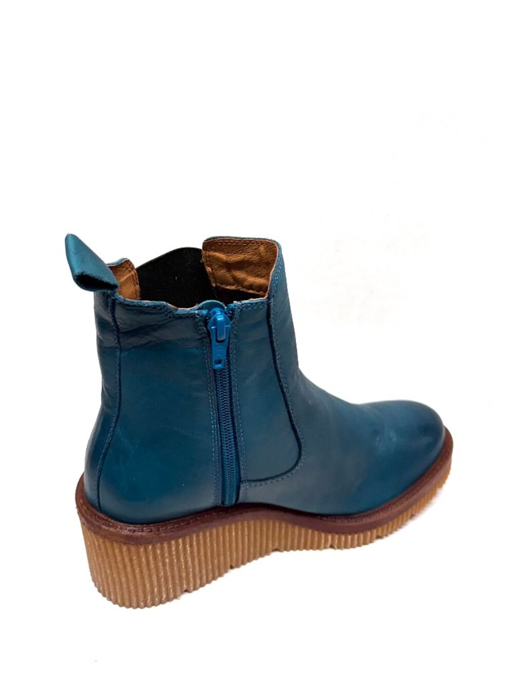 MIZ MOOZ WEDGE LEATHER BOOTS SIDE ZIP / GORE TEAL 37EU / 7US NEW B - 34 - Picture 2 of 5